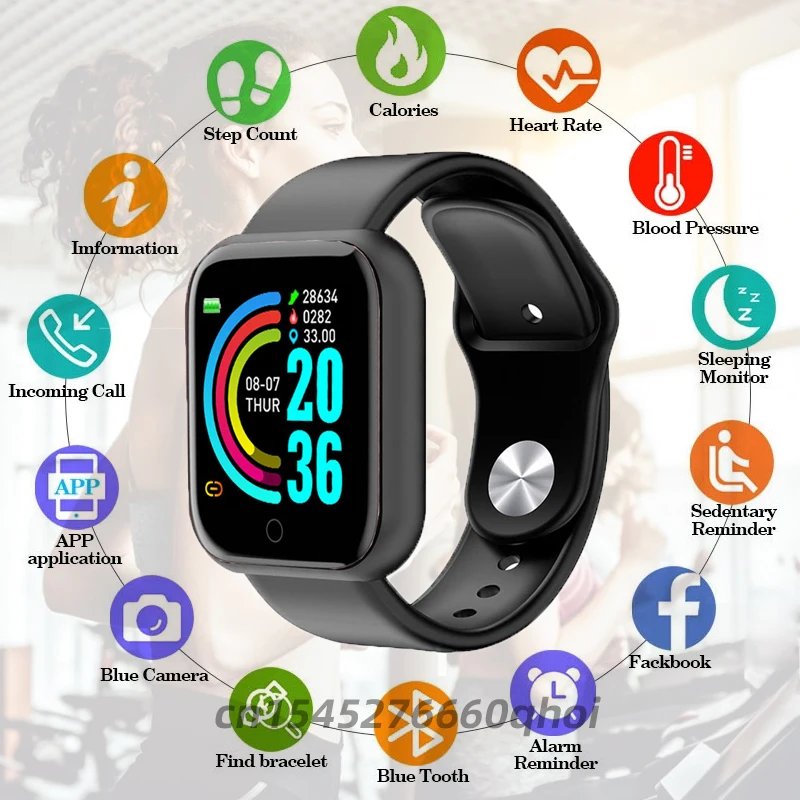 Умные часы D20 Pro Y68 Bluetooth фитнес-трекер спортивные монитор сердечного ритма