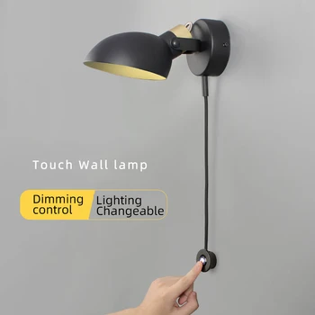 

Led Wall Lamp Nordic macaron simple living room reading bedside light with switch solid wood creative rotating wall light