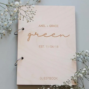 

Custom Wedding Guest Book Photo Album,Minimal Guestbook Wedding Simple Guest Sign Album,Wood Wedding Album,Custom A4 Guestbook
