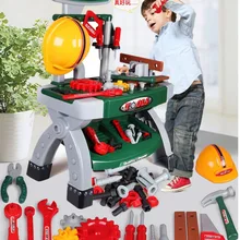 46 шт. пластиковый ручной инструмент, Детские инженерные инструменты, набор для мальчиков, игрушки, имитирующие ролевые работы, скамейка, инструмент для ремонта стола brinquedo menino