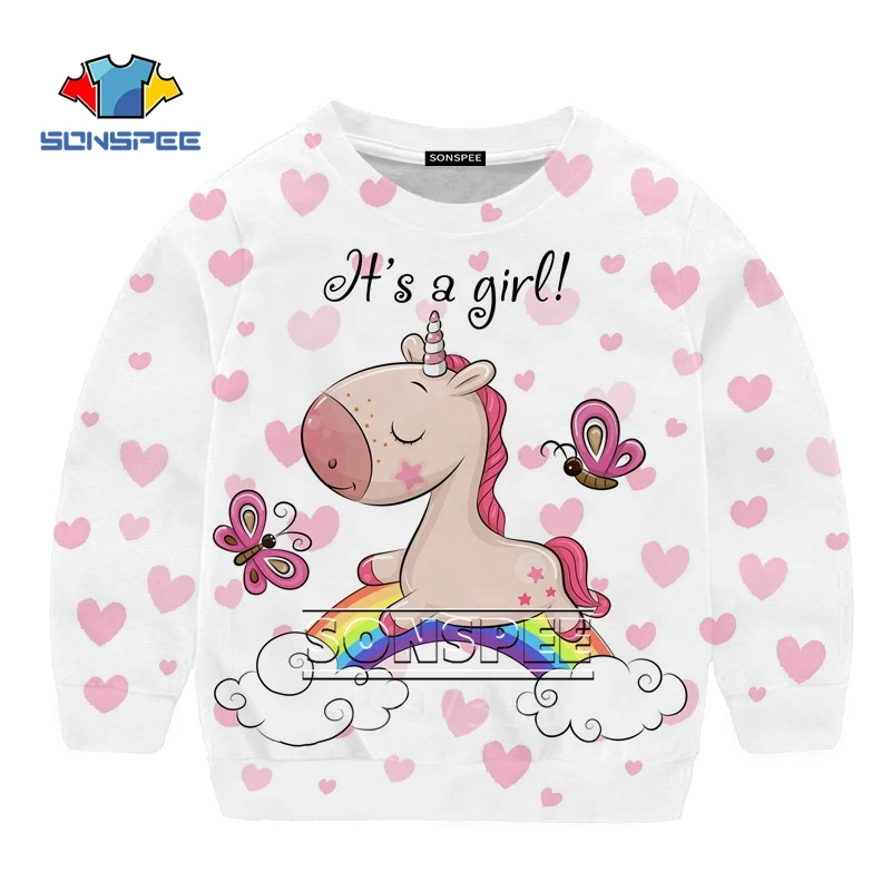 Футболка с рисунком единорога для девочек, Kawaii, Harajuku, толстовка на молнии с капюшоном и 3D-принтом для мальчиков и девочек-подростков, детская одежда, X341 - Цвет: 2