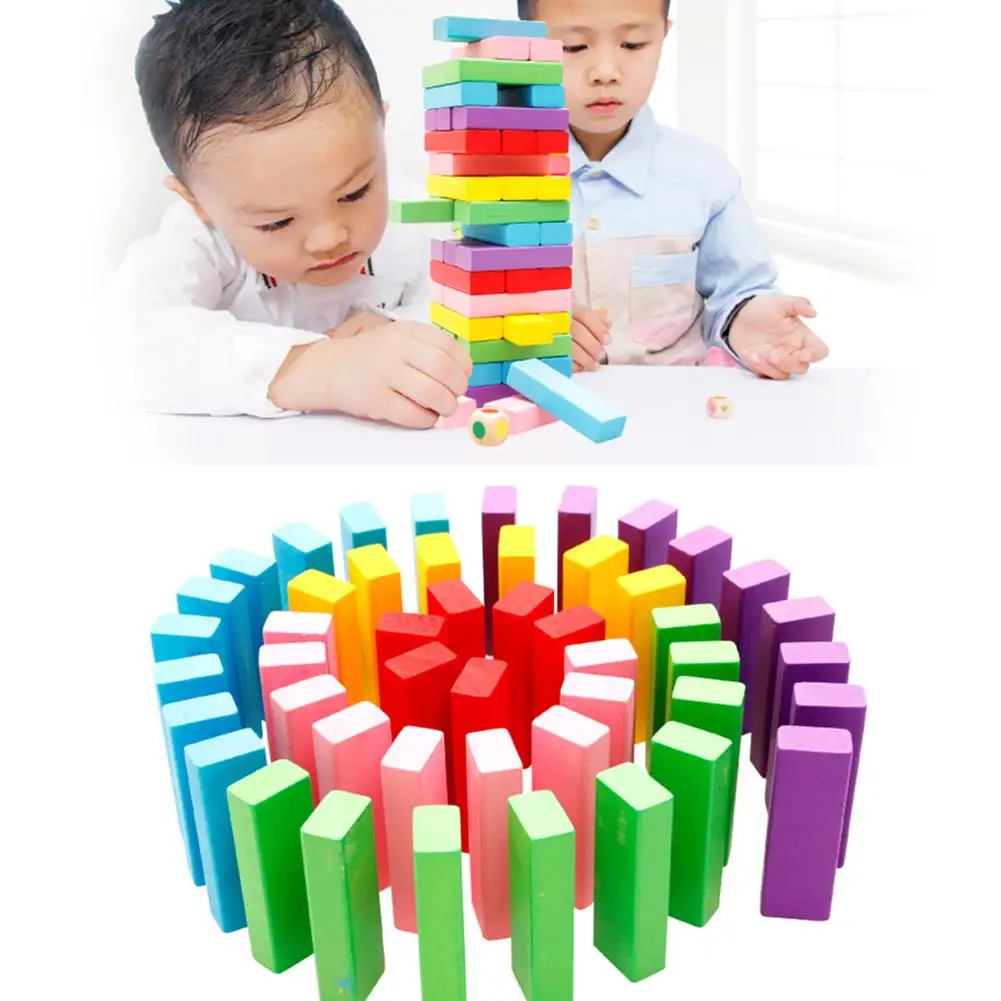 48 шт. радужные Деревянные красочные блоки наборы строительные Jenga пазлы, настольная игра детские развивающие блоки игрушки для детей подарок