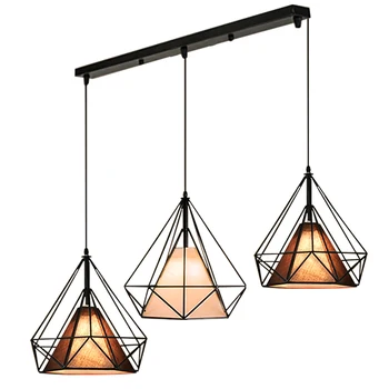 

Restaurant Pendant Three Simple Creative Restaurant Lamp Individual Art Coffee Bedroom Bar Iron Northern Europe Diamond pendant