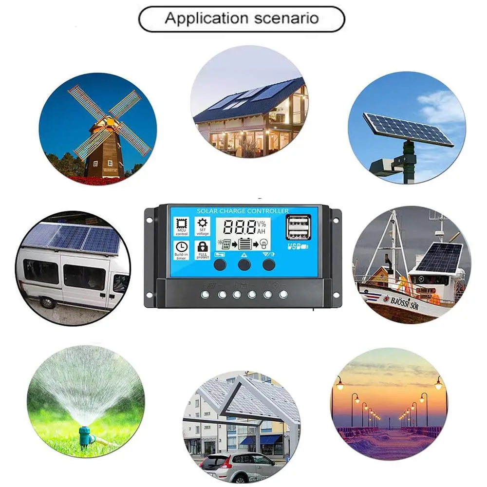 Controlador de Carga Controlador Solar 1.2a Casa Dupla Usb 12 24v Barco Display Lcd Pwm 5v - 3 barco display lcd controlador de carga solar