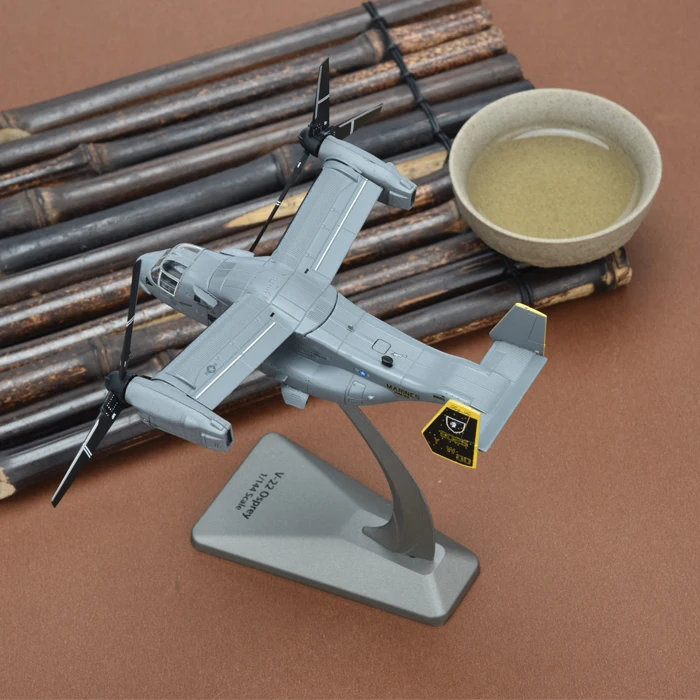Модель самолета 1/144 ВМС США V-22 Osprey опрокидывающийся ротор транспортер законченный сплав