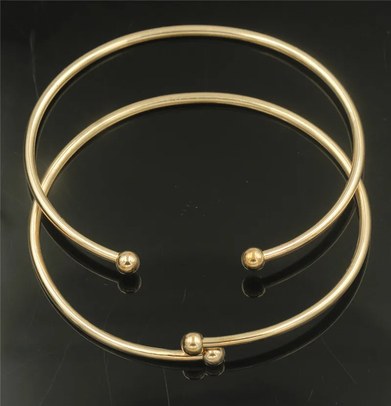 14K Gold Filled 7 Inch Flex Bangle 2.3mm Threaded Balls Bracelet Handmade Jewelry Boho Charms Bracelets DIY Jewelry Findings
