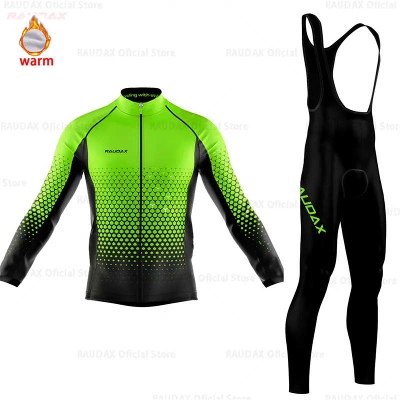 Winter Cycling Pants Set Pro Team raudax Fleece Cycling Clothing MTB Cycling Jersey Set Ropa Ciclismo Triathlon Cycling Kit - Цвет: 4