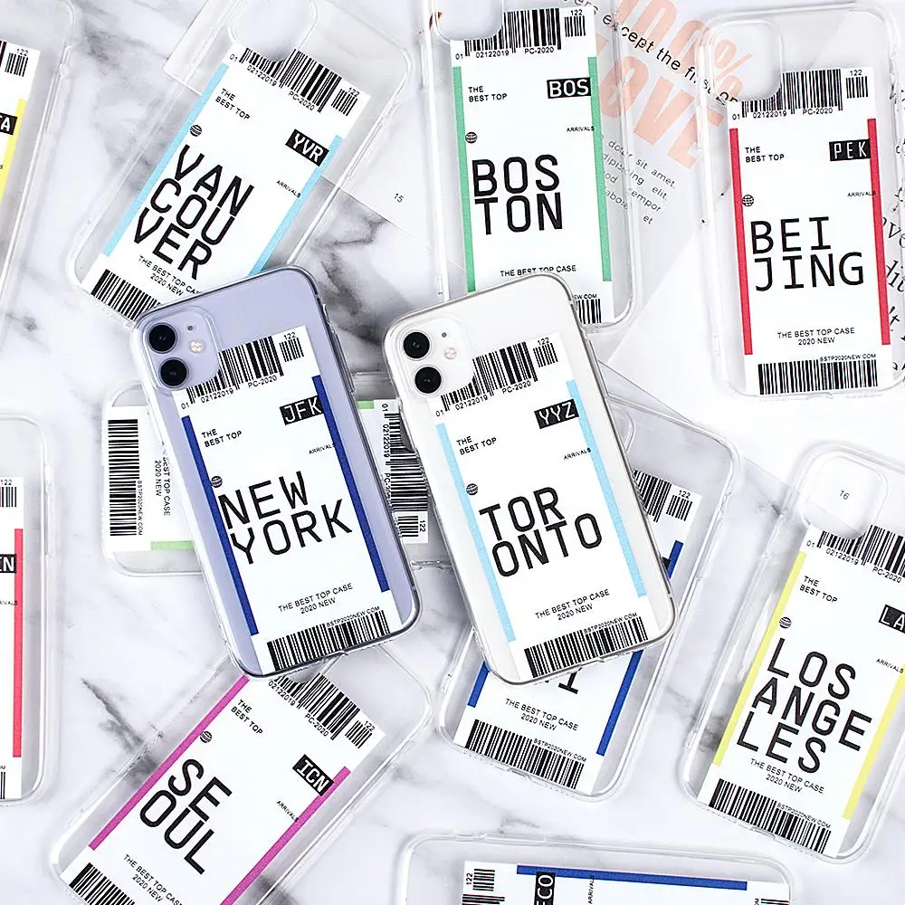 Funny Air Tickets code Label Phone Case For iPhone Xs MAX XR X 7 8 Plus 11 Pro Clear soft TPU back Cover Fundas | Мобильные телефоны