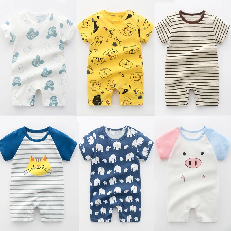 Summer 0-24 Months Baby Boys Girls Romper Infant Jumpsuit Cartoon Short-sleeved Climbing Pajamas Cotton Brand Toddler Clothes cotton jumpsuit baby romper