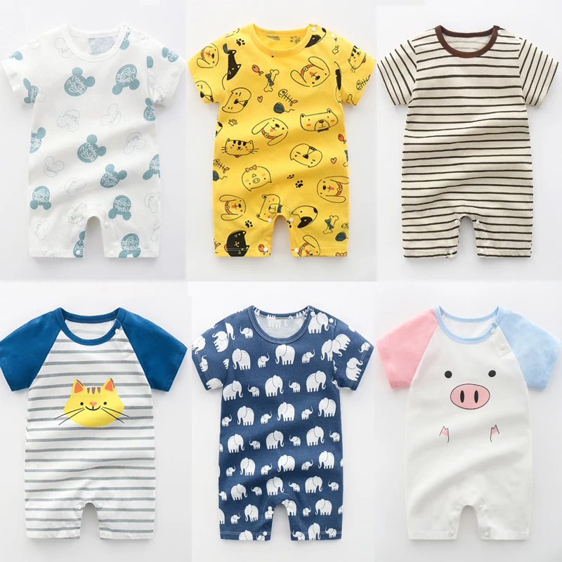 cheap baby bodysuits	 Summer 0-24 Months Baby Boys Girls Romper Infant Jumpsuit Cartoon Short-sleeved Climbing Pajamas Cotton Brand Toddler Clothes Baby Bodysuits classic