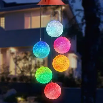 

Portable Color Changing Spiral Spinner Windchime Outdoor Decorative Windbell Light Solar Powered LED Wind Chime Party Supplies