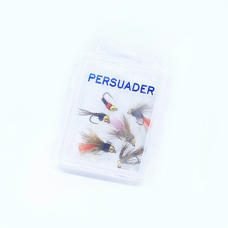 Professional hand tied 6pcs/box sinking tactical jig hook nymph flies 6styles assorted beadhead bottom water fly fishing flies