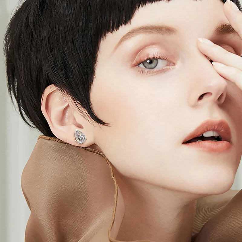 OEVAS Classic 100% 925 Sterling Silver Pear Created Moissanite Gemstone Ear Studs White Gold Earrings Fine Jewelry Wholesale