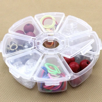 

8 Round Compartment Storage Box Transparent PP Plastic Box Small Component Jewelry Tool Box Bead Pills Objects Organizer