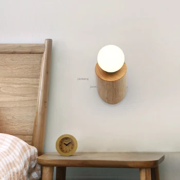 

Solid Wood LED Home Decor Wall Lamp Nordic Bedside Bedroom Wall Lamps Modern Bedside Sconces Lighting Creative Wall Lights