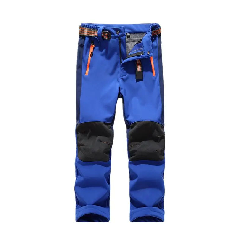 Детский теплый флис для походов, Брюки Водонепроницаемые Детские флисовые теплые спортивные брюки для мальчиков и девочек-подростков, От 5 до 14 лет штаны для альпинизма, TX143 - Цвет: dark blue