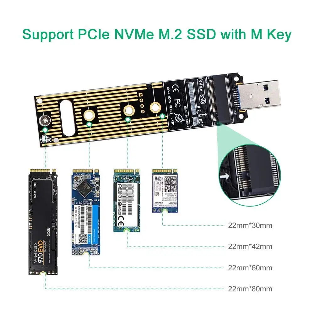 Onvian M.2 NVME USB 3,1 адаптер M-Key M.2 NGFF NVME для USB карты высокой производительности 10 Гбит/с USB 3,1 Gen 2 мост чип SSD