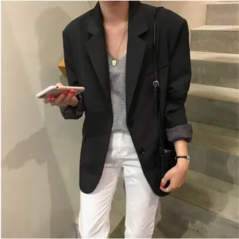 

HziriP Fashion Black Office Ladies Casual Feminine High Street Loose Plus Chic Women Elegant All Match Slim Slender Blazers