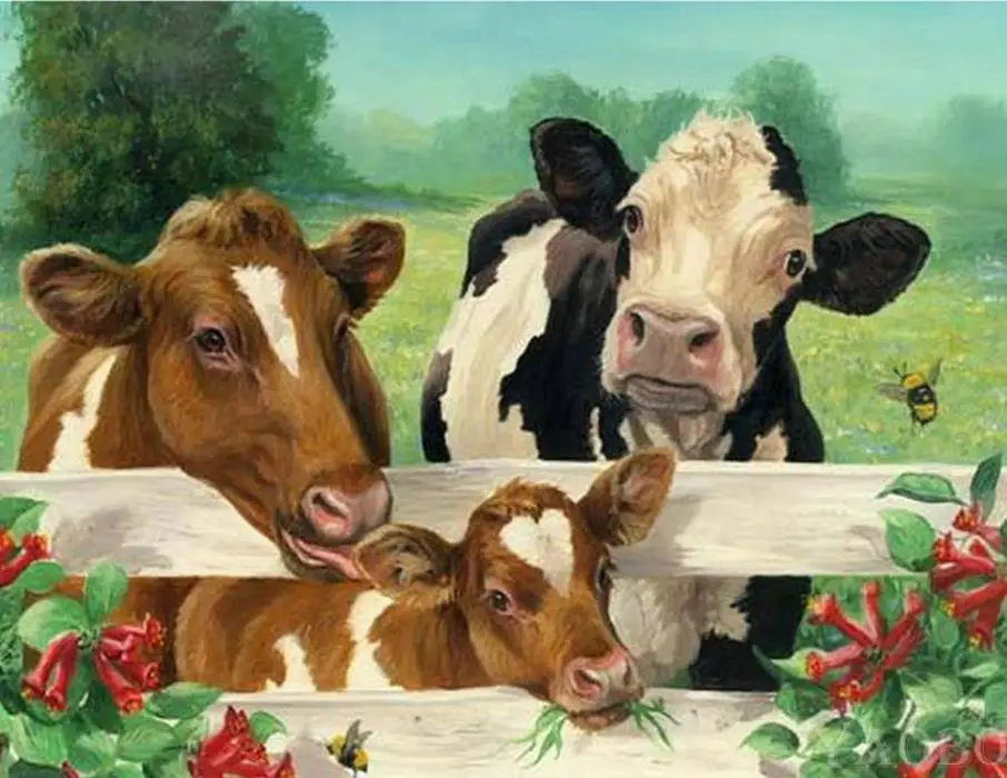 full square/round diamond embroidery animal cow 5D cross stitch rhinestones decorative diy painting mosaic kit | Дом и сад