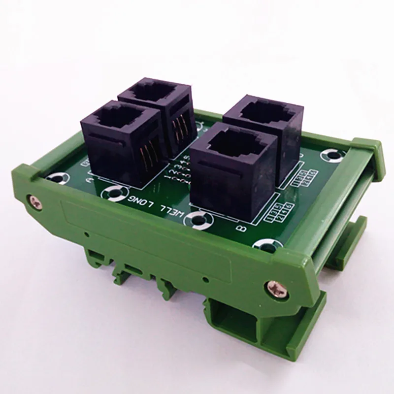 RJ11/RJ12 6P6C Джек 4-полосная DIN рейка крепление Интерфейс модуль, клеммный блок, разъем