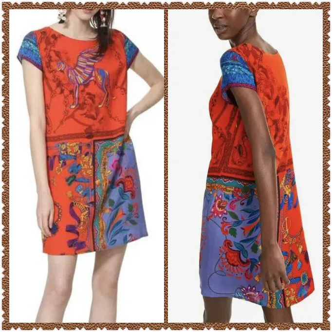 Испанское дизайнерское вискозное асимметричное платье без рукавов с принтом разных стилей - Цвет: 5
