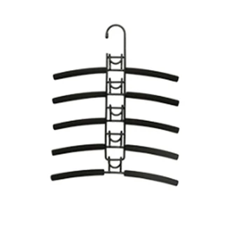 

Clothes Hanger Space Saving Multi Layer Closet Organizer Hanger Duty Metal Anti-Slip Eva Sponge Clothing Hanger Black