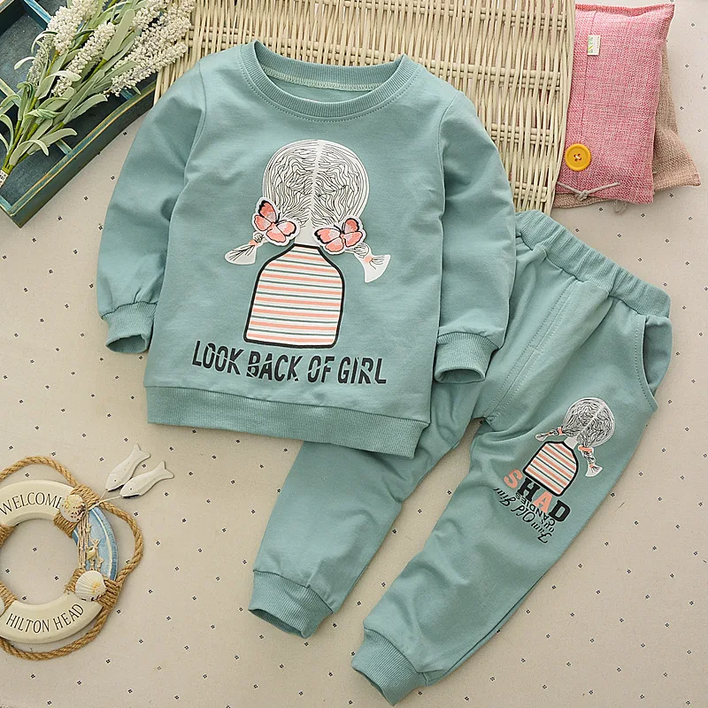Детская одежда, осенне-зимняя одежда с длинными рукавами и круглым вырезом для мальчиков и девочек, комплекты из футболки и штанов для детей 2-6 лет