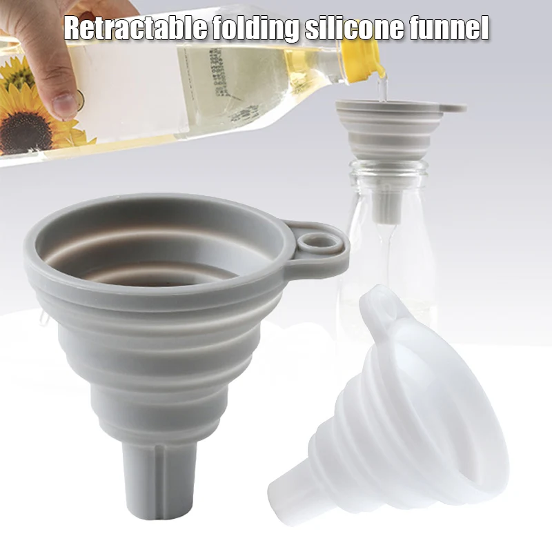 Telescopic Silicone Funnel Large Caliber Oil Bottle Funnel Kitchen Supplies DEC889