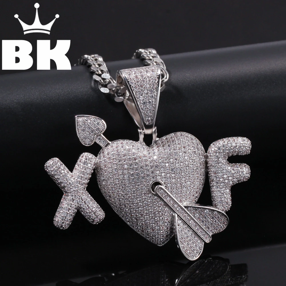

Hip Hop Fully Iced Out Bubble Extra Fine An arrow through a heart Pendant Necklace Mens &Womens Jewelry Gifts Hand Necklace