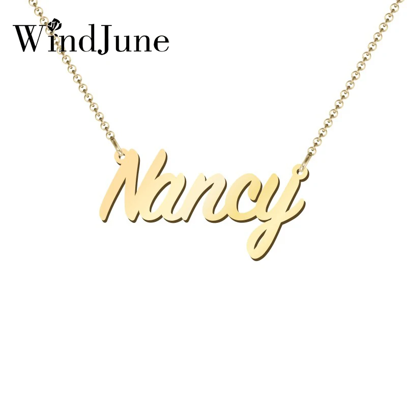 WindJune Personalized Custom NameNecklace Women Name Necklace& Pendant Customized Nameplate Necklace Dropshipping Jewelry Gift