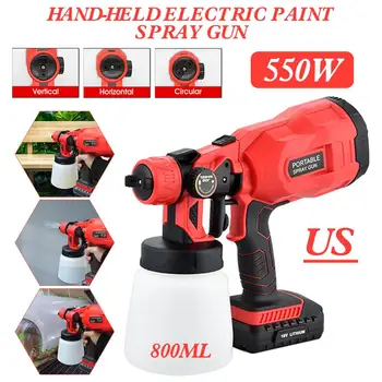 Buy 550W High Power Cordless Paint Sprayer Rechargeable Home Spray Gun 800ml Container Adjutsable Flow With 3 Patterns