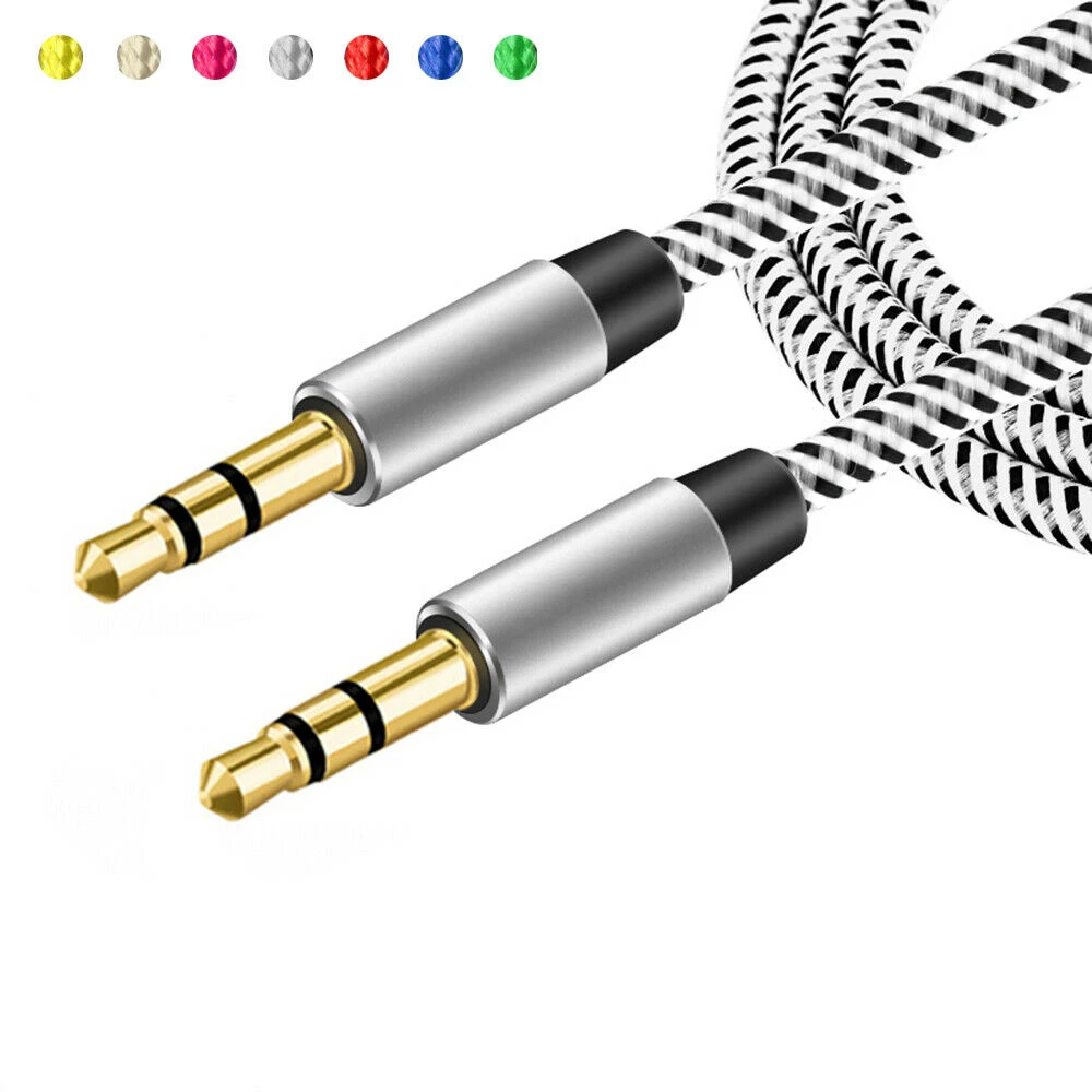 2019 1m Nylon Jack Aux Cable 3.5 mm to 3.5mm Audio Male Gold Plug Car Cord for iphone Samsung xiaomi |