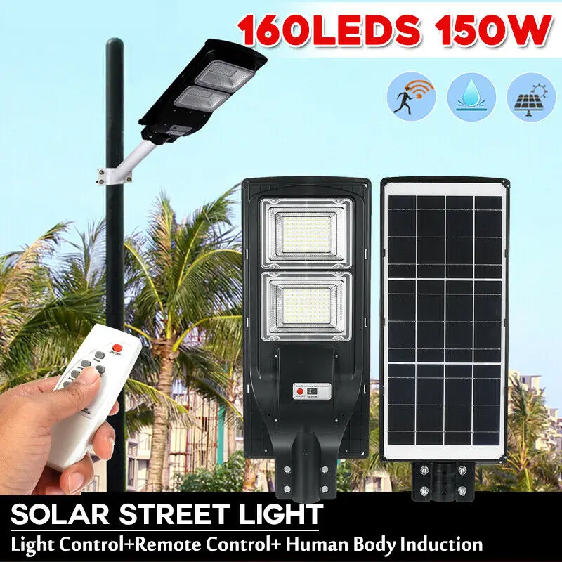 150W LED Solar Wandlamp 160Leds Licht + Radar Sensing + Afstandsbediening Solar Light Waterdicht voor Thuis tuin Hek Outdoor Plaza