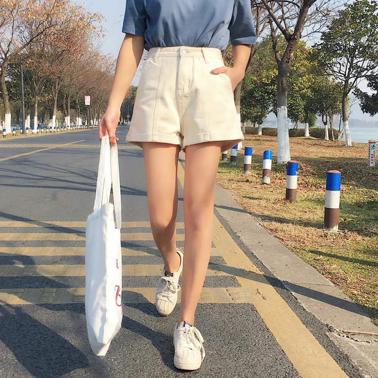 S-xl, 2XL Плюс Размер летние шорты с высокой талией feminino джинсовые шорты откатные Джинсы женские повседневные шорты(0920