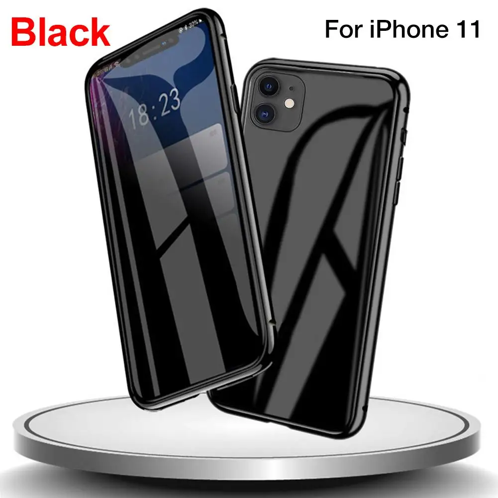 Новейший чехол для IPhone 11 Pro Max с магнитной адсорбцией с открытым корпусом для телефона, металлический оправа закаленное стекло, пленка, предотвращающая подсвечивание - Цвет: Blue