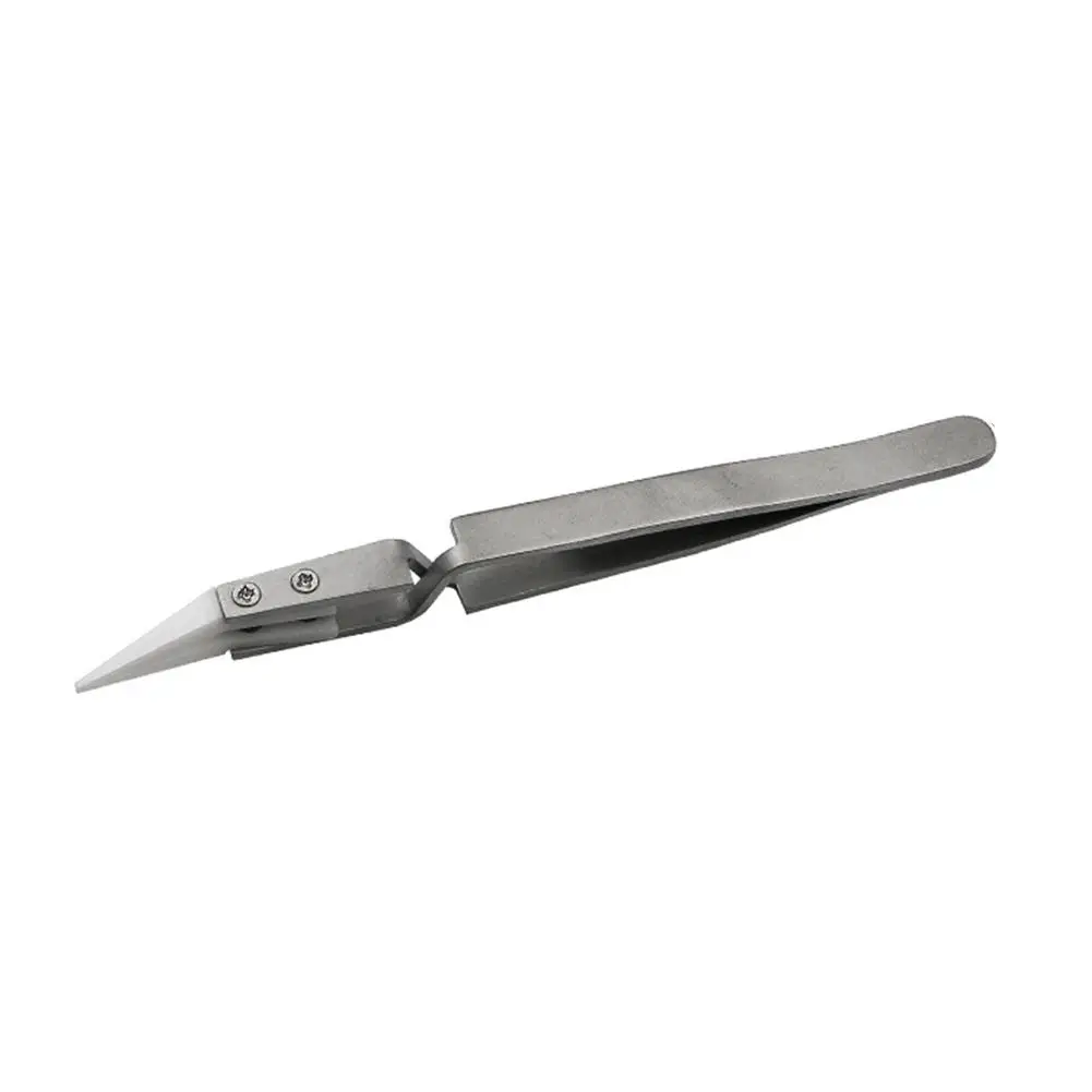 Small Bent Антистатические обратные керамические Tweezers электронная сигарета термостойкие проводящие изогнутые прямые пинцеты - Тип головки пинцета: Small Bent