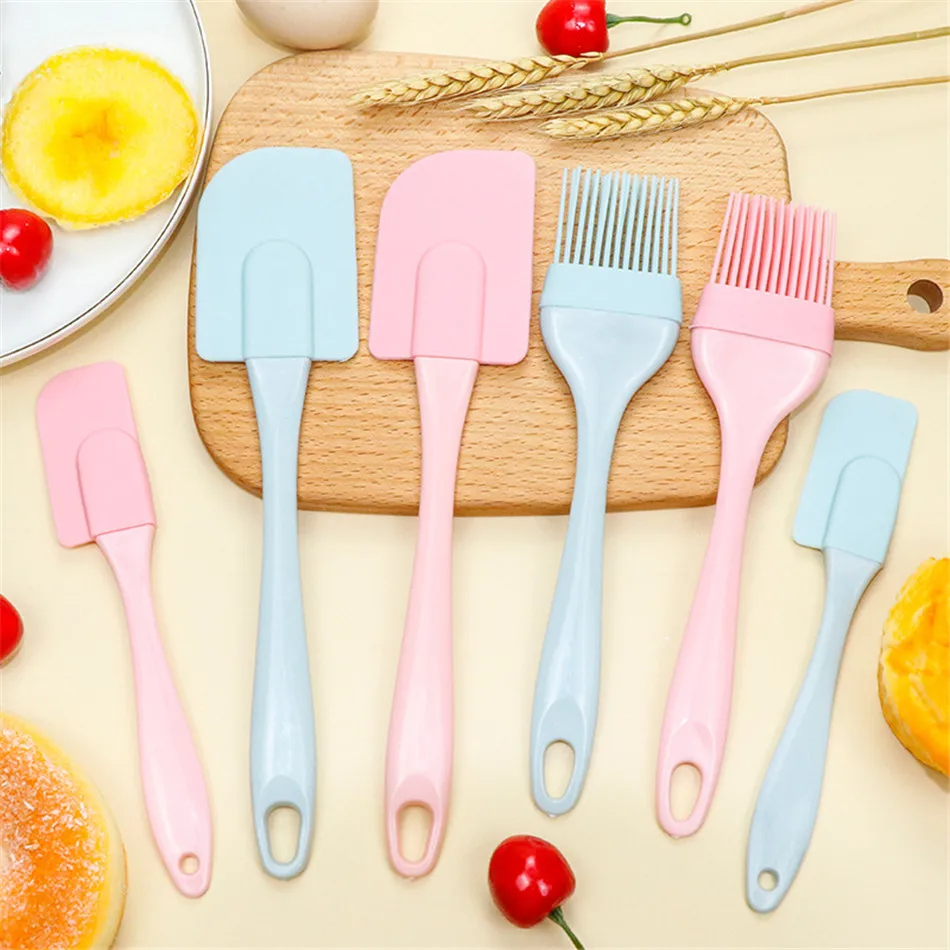Silicone Spatula Oil Brush 3 Piece Set DIY Cake Cream Scraping Sauce Baking Tool Accessories Non-stick | Дом и сад