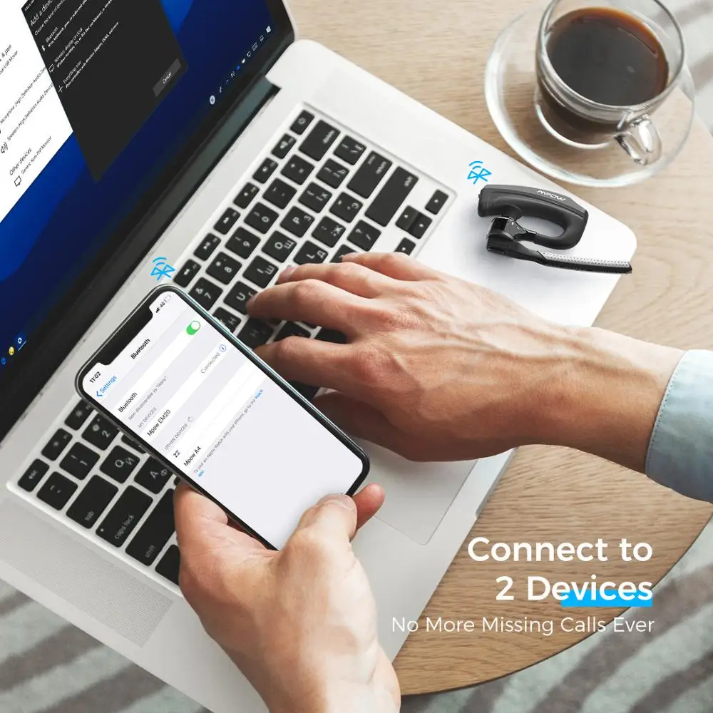Mpow EM20 одиночные беспроводные наушники CVC8.0 шумоподавление 10hrs время разговора