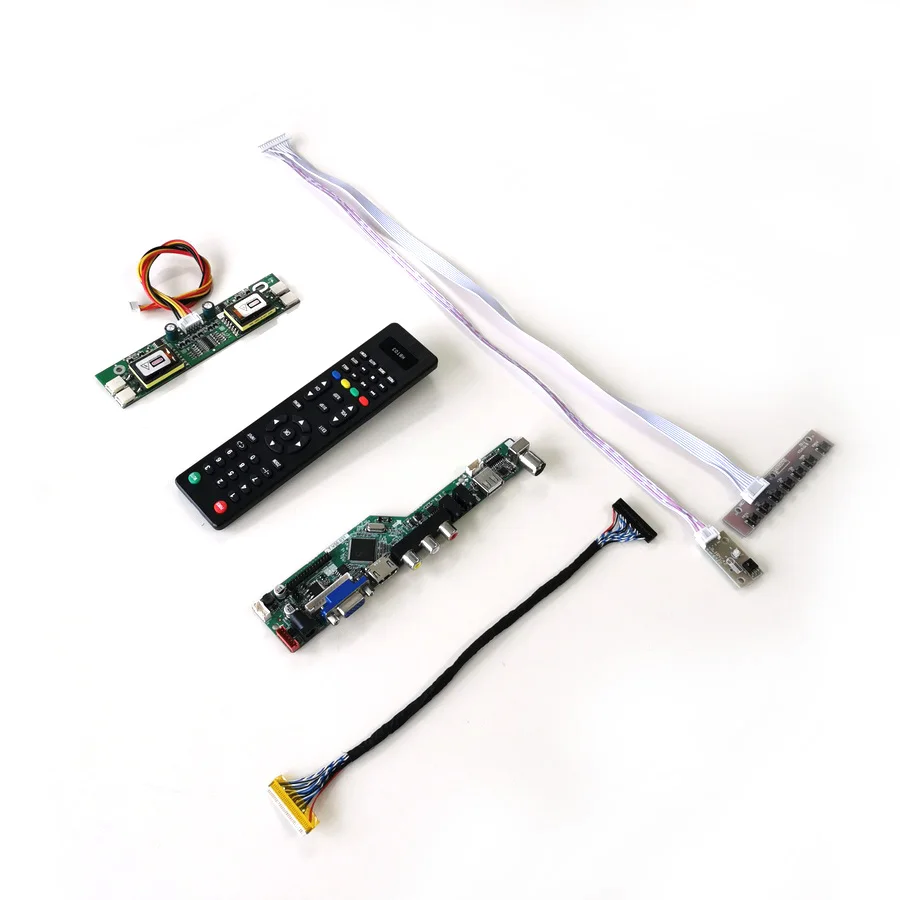 Для M190PW01 V0 V1 VGA USB AV RF T.V56 плата привода клавиатура + пульт инвертор LVDS 4CCFL 30Pin