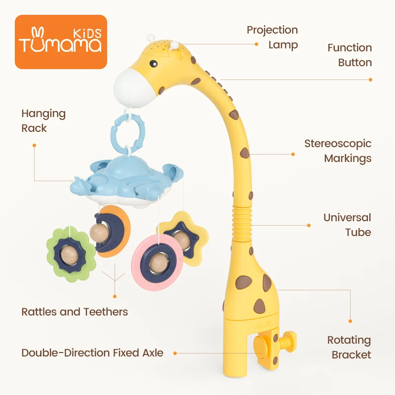 Baby Rattles Crib Mobiles Toy Holder Rotating 360�flexible Rotation Mobile Newborn's Crib Musical Box Projection Infant Baby Toy