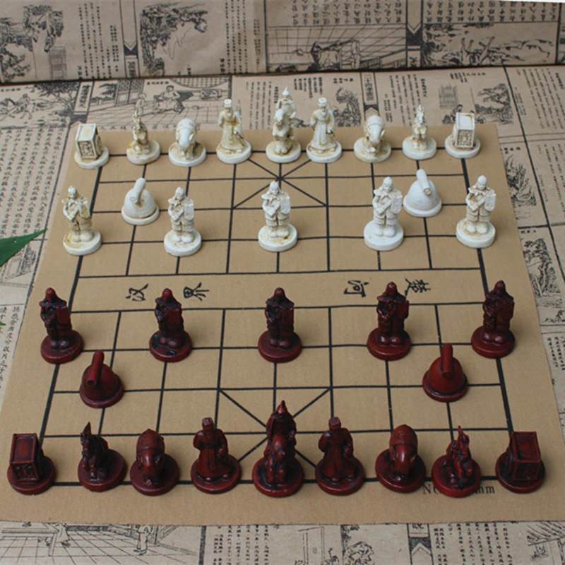 Chinese Chess Game Set Resin Chess Pieces Soft Chessboard Archaize Retro Chess Board Games New Quality Traditional