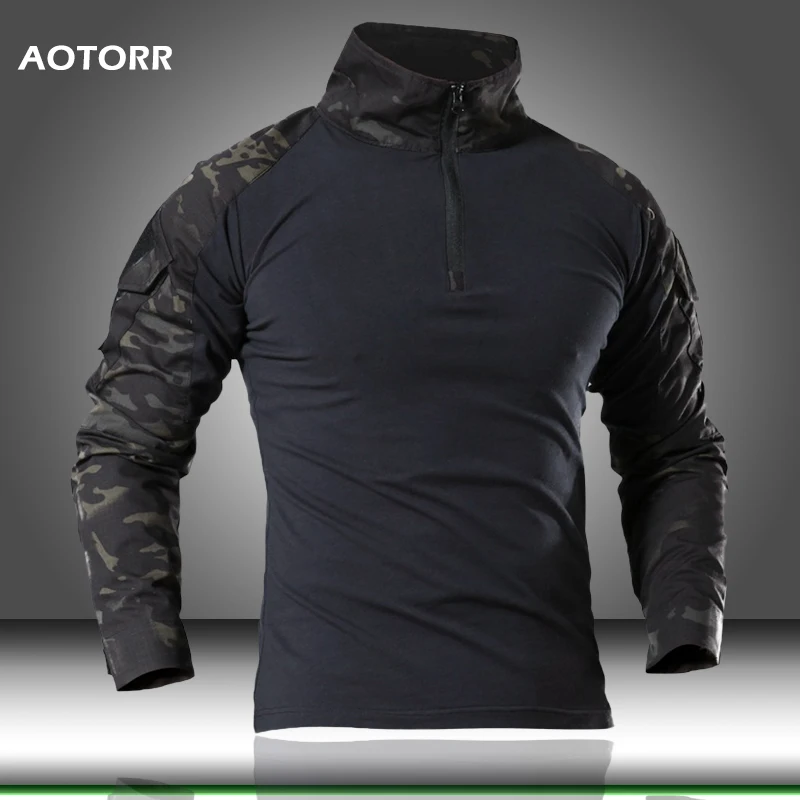 

Mens Camouflage Military Shirt Male US Army tactical Combat Test Long-sleeve Men Tops Airsoft Uniform Hiking Hunting Shirt 2019