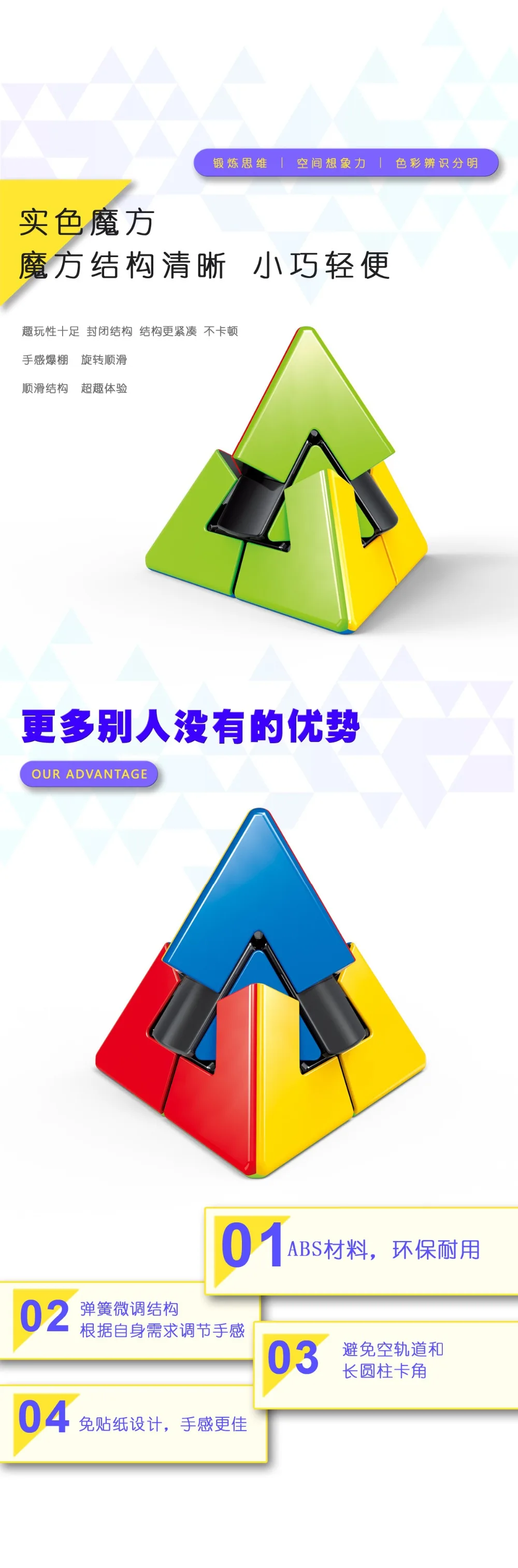 Fanxin Duo Пирамида кубик без наклеек Головоломка Куб подарок идея для X'mas день рождения