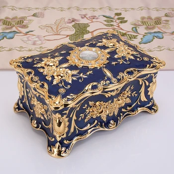

2-layer Vintage Jewelry Box Carved Flower Necklace Earrings Case Holder Storage