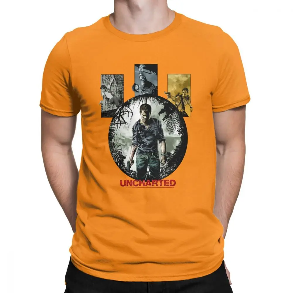 Для Мужчин's Enjoystick Uncharted футболки натуральный хлопок топы новинка короткий рукав с круглым вырезом Футболка 4XL 5XL футболки размера плюс - Цвет: Оранжевый