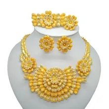 Мода Королевство Ma комплект ювелирных изделий африканская невеста Ювелирные наборы золотого цвета ожерелье серьги Ювелирные Кольца Подарочные