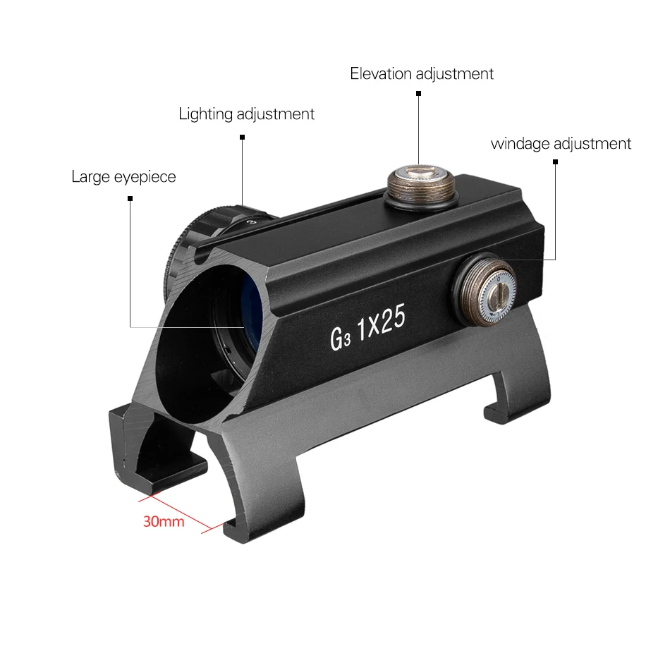 Тактический G3 1X25 MP5 с красной/зеленая подсветка точка зрения Охота прицел