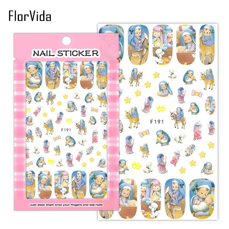 F191 FlorVida F189-206 наклейки для ногтей цветок Одуванчик узор черный золотой переводной дизайн для маникюра ногтей - Цвет: F191