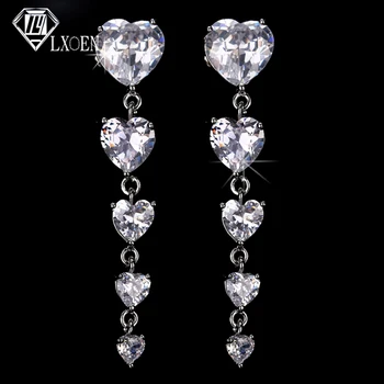 

LXOEN Fashion Luxury Love Dangle Earrings Heart Shape Multiclor Women Paryu Long Earrings Beach Holiday Drop Earrings for Women