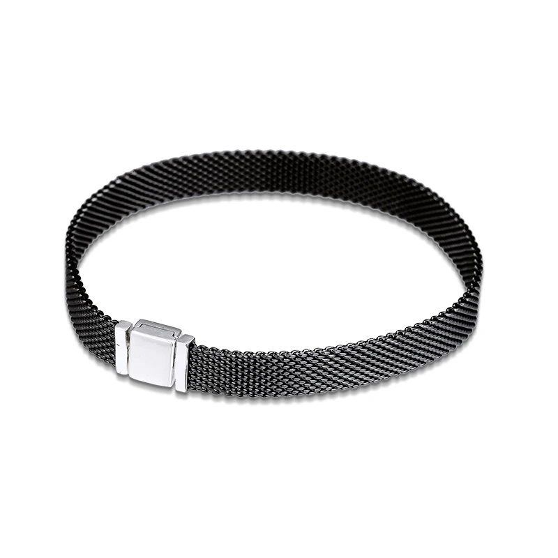 

QANDOCCI 100% 925 Sterling Silver Jewelry Oxidised Mesh Bracelets Free Shipping